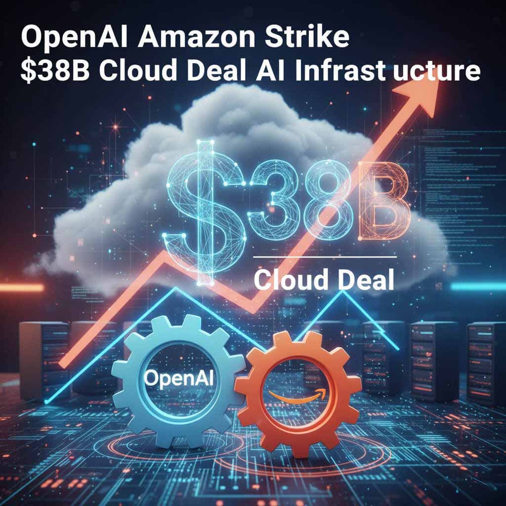 OpenAI and Amazon strike $3 billion cloud infrastructure deal illustration.