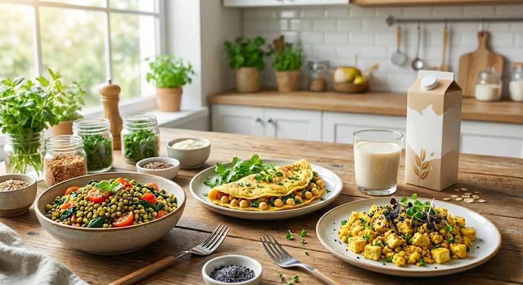 A yellow banana featuring glowing digital circuit patterns and a metallic chip resting on a sterile laboratory table, symbolizing the fusion of food science and plant-based nutrition.
